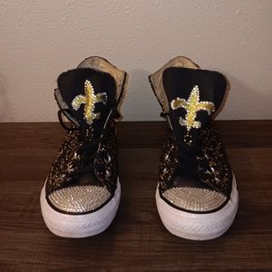 Saints black and gold Converse Hi Tops